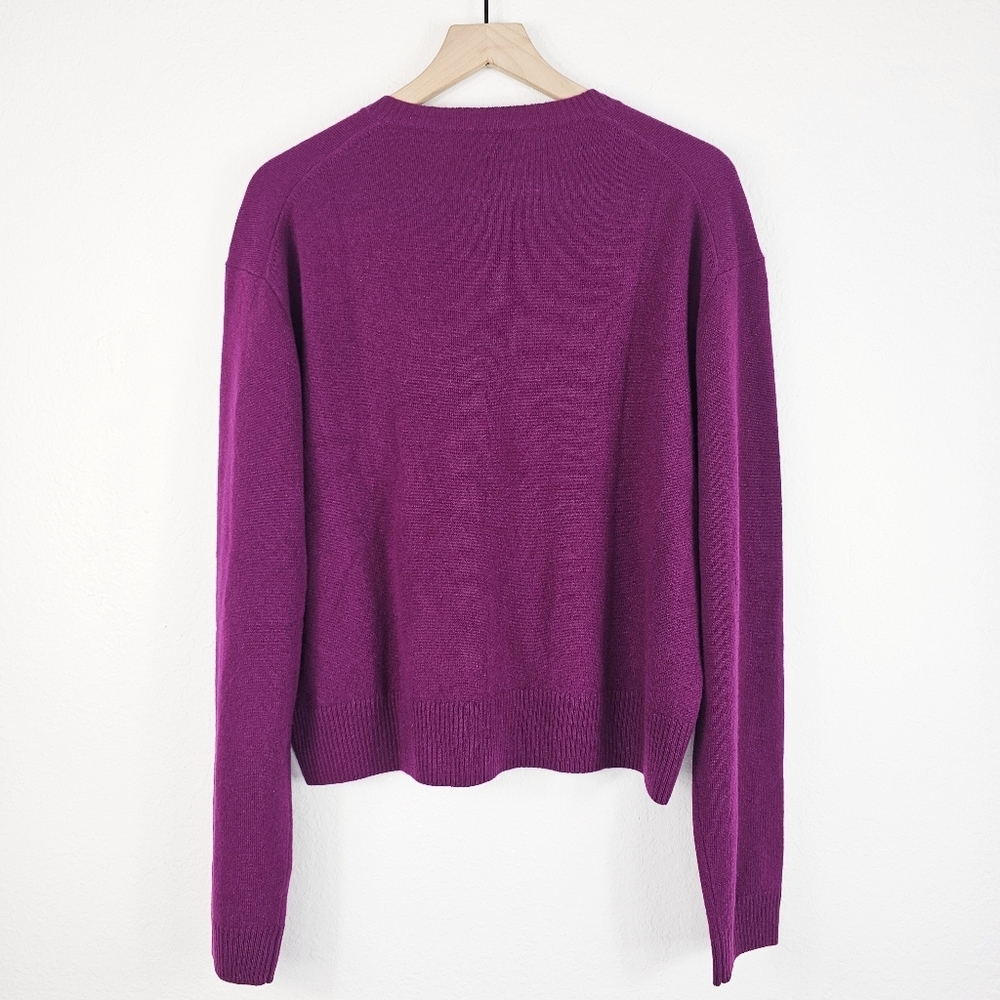 New! J. Crew Cashmere High V-neck Classic Fit Sweater in Iris - Picture 4 of 13